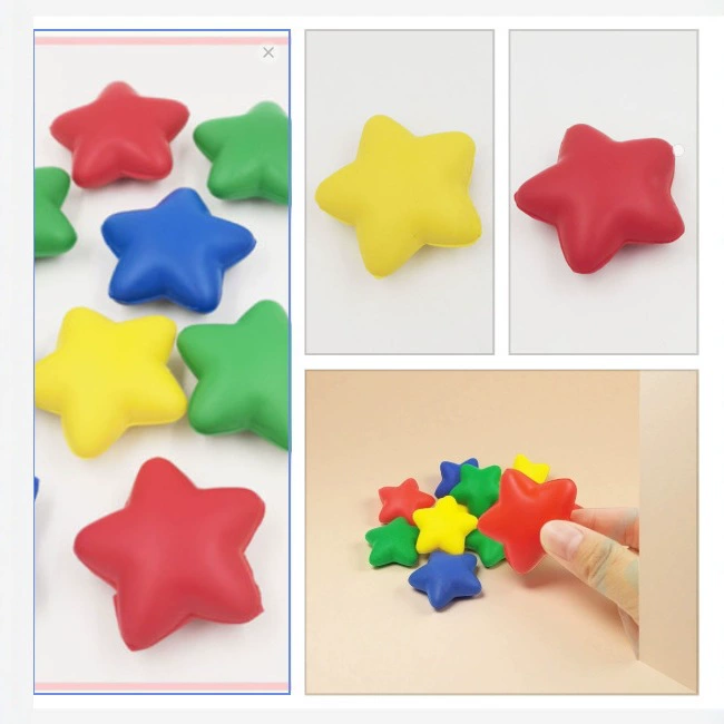 Кросс-бордерный хит продаж: маленький антистрессовый мяч в форме пятиконечной звезды 5 см, губчатый мяч для снятия стресса с логотипом звезды.