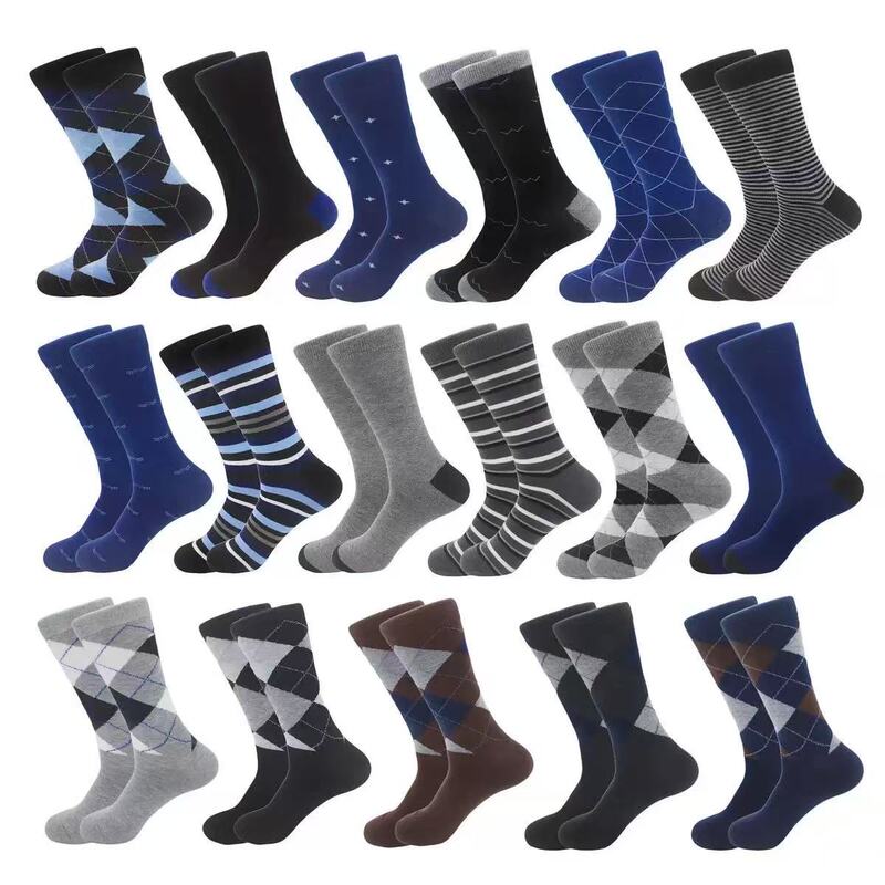 Amazon Cross-Border Men's Business Socks Stockings European and American Socks Spring and Autumn New Mid-Calf Socks Striped Men's Socks