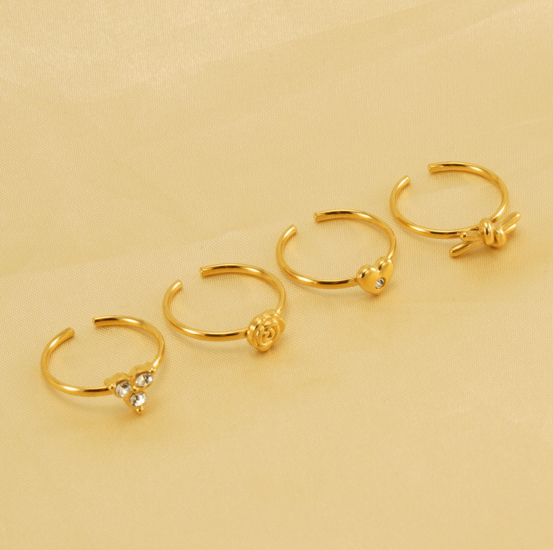 3g Weight Zircon Inlay Material Titanium Steel Retro Solid Color Inlay Zircon Rings