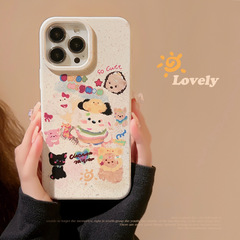 Biodegradable animal-themed 14ProMax phone case for iPhone13, oil painting cartoon graffiti style, 11 Apple iPad 15 cute series