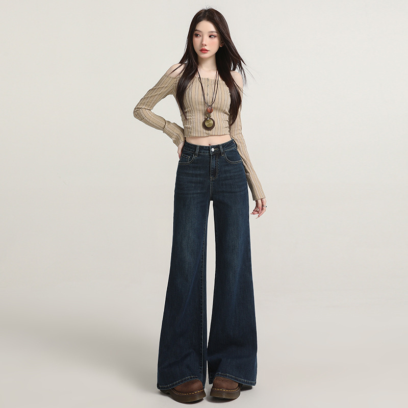 Women's Flared Jeans 2026 Autumn and Winter New Style Fleece-Lined High-Waisted Wide-Leg Loose Slimming Stretchy Bell-Bottom Pants Women's Flared Jeans 2026 Autumn and Winter New Style Fleece-Lined High-Waisted Wide-Leg Loose Slimming Stretchy Bell-Bottom Pants