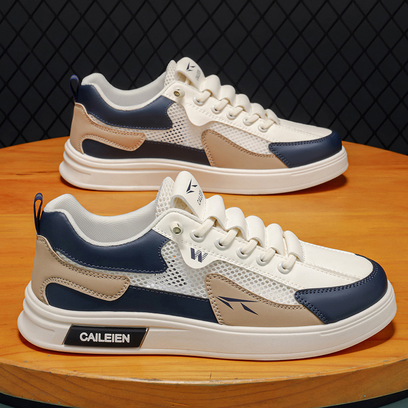 Summer Men's Shoes New Style Breathable Hollow Mesh Shoes Men's Trendy Versatile Thick-Soled Cloth Shoes Casual Sports Sneakers Trendy Shoes