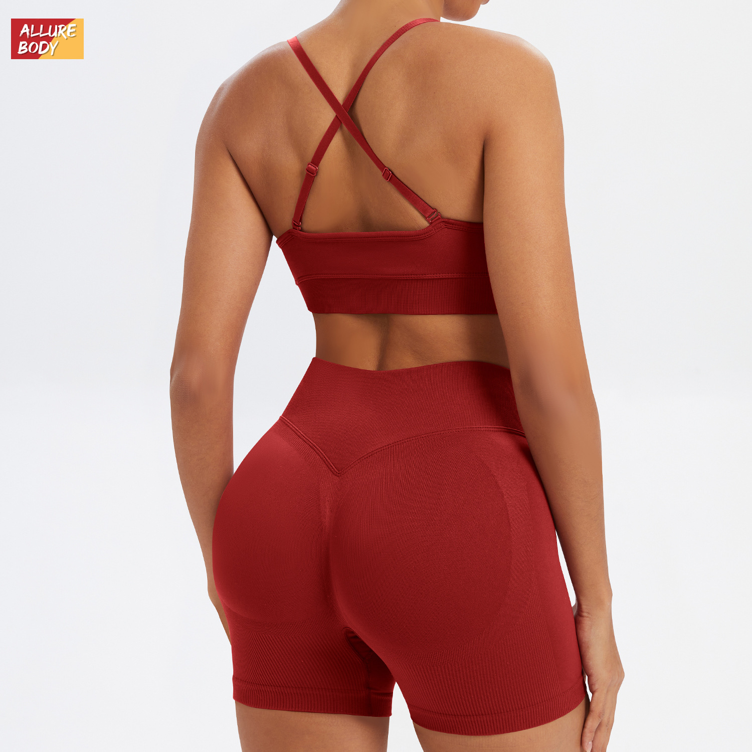 Transfronterizo sin costuras ajuste yoga conjunto de descanso adelgazamiento rápido seco ropa de fitness fuera de la carrera al aire libre conjunto deportivo mujer image 2