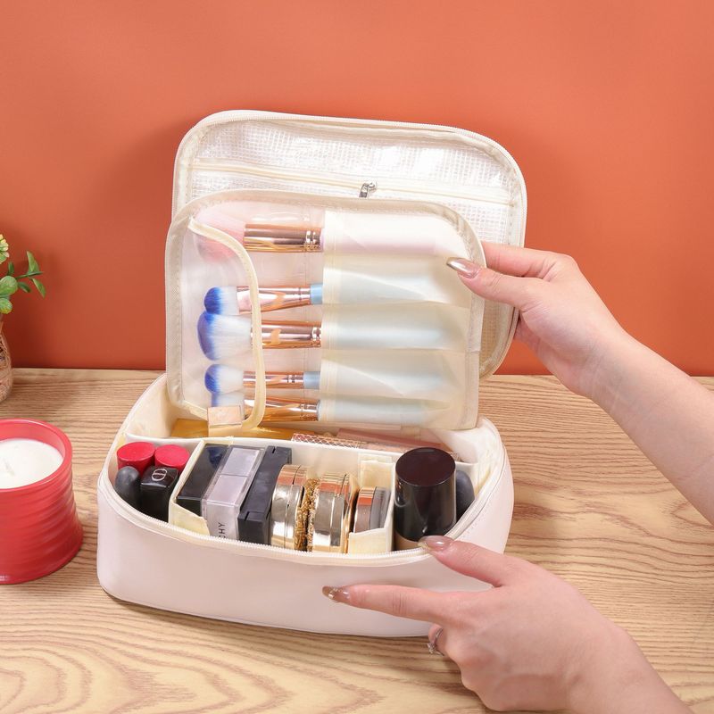クロスボーダーPU新品気まま分割ポーチ大容量高级感多机能化粧品収纳バッグ|undefined