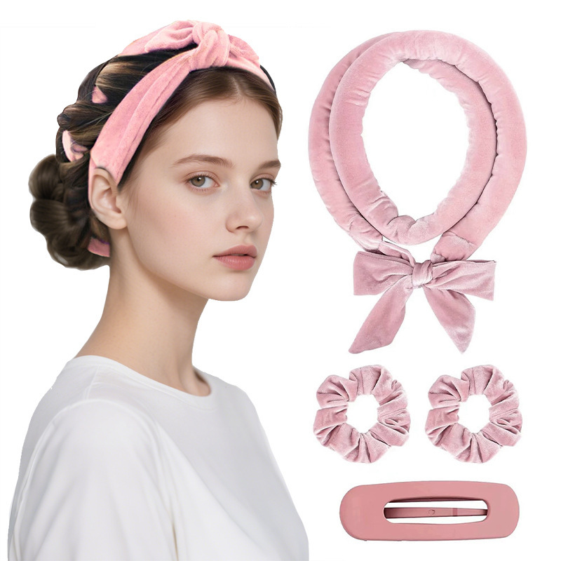 Cross-Border Amazon Lazy Heatless Curling Iron Bowknot Gift Box Set Hairband Hair Styling Tool for Sleeping and Stray Hair
