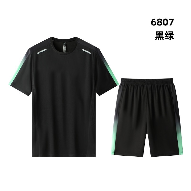 跑步服定制冰丝夏季男士速干衣健身服印logo宽松t恤短裤运动套装|undefined