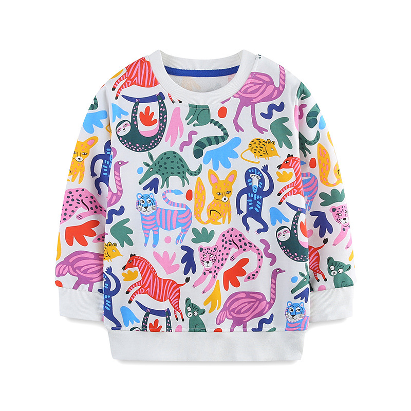 Nuevos productos de estilo europeo y americano para niñas suéteres de punto de algodón para bebés de otoño sudaderas de manga larga blusas deportivas para niñas