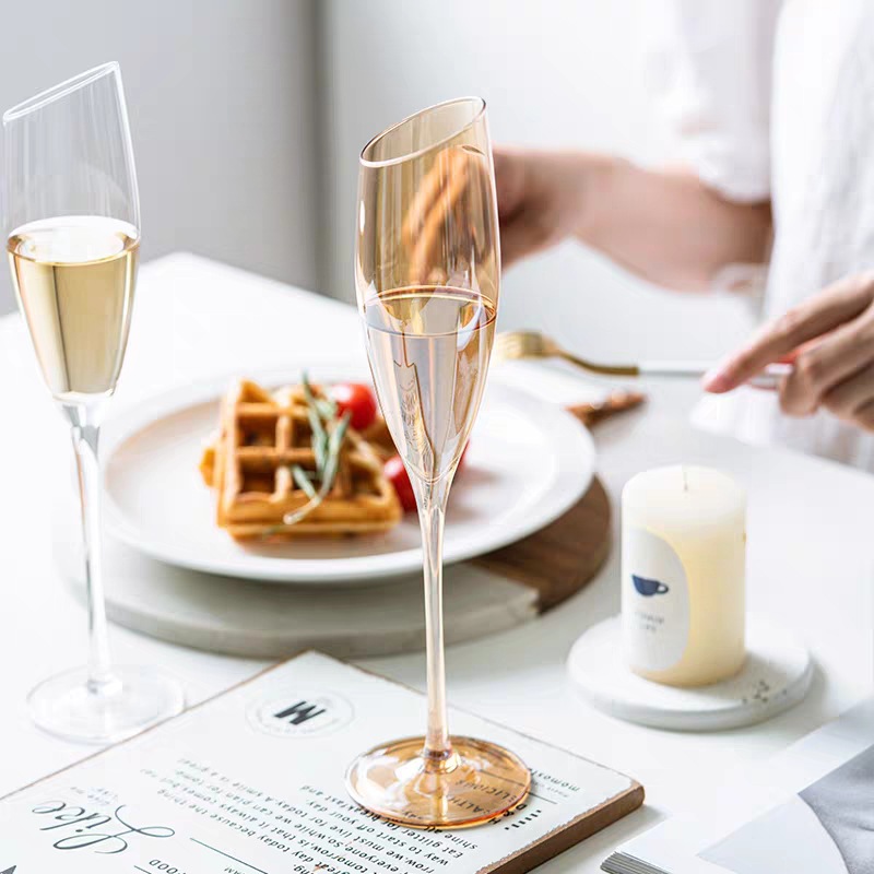 Hogar cristal champán cristal boda oblicua Copa creativa recta dulce copa de vino espumoso boda comercial copa de vino