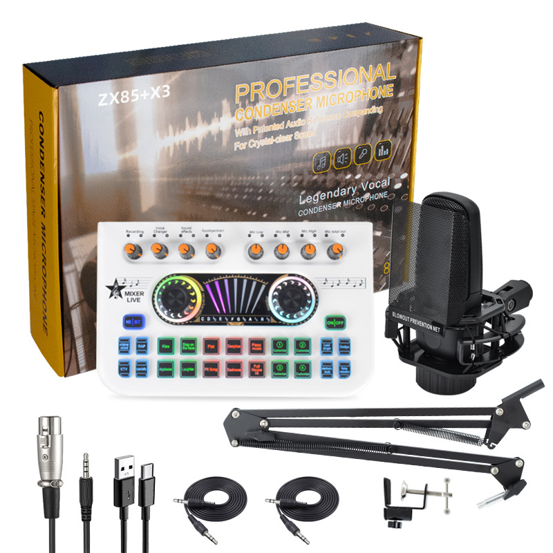 声卡套装英文版2024年新款 跨境热卖声卡套装 X3声卡麦克风套装