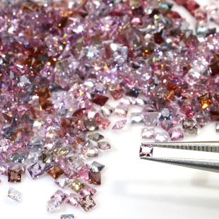 Color sharp crystal square 2.25*2.25-3*3 gem bare stone princess square ring jewelry inlay factory direct supply