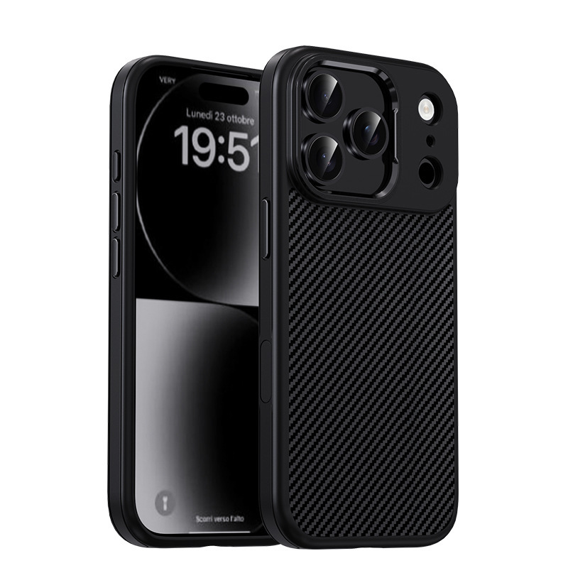 Apple 17promax 携帯電話ケース カーボンファイバー テクスチャ 17pro 磁気保護カバー ハードウェア カメラ 17 に適しています。|undefined