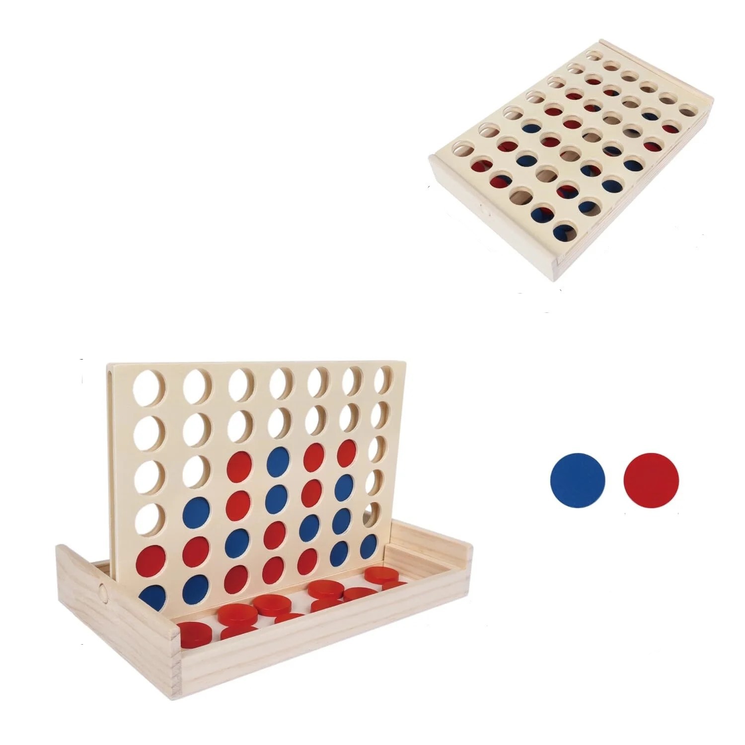 Square round wooden toy from natural wood