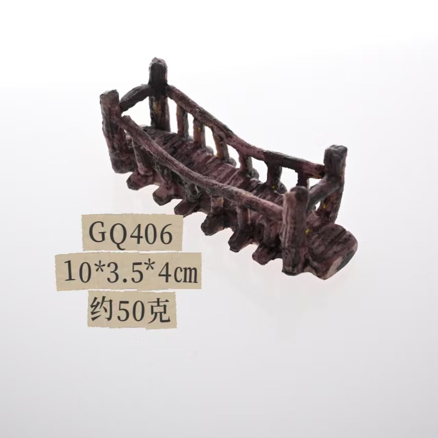 Nuevas decoraciones de paisajismo, decoración de rocalla, acuario, puente colgante creativo, accesorios de puente de madera, fábrica de puente de suministro de piedra artificial