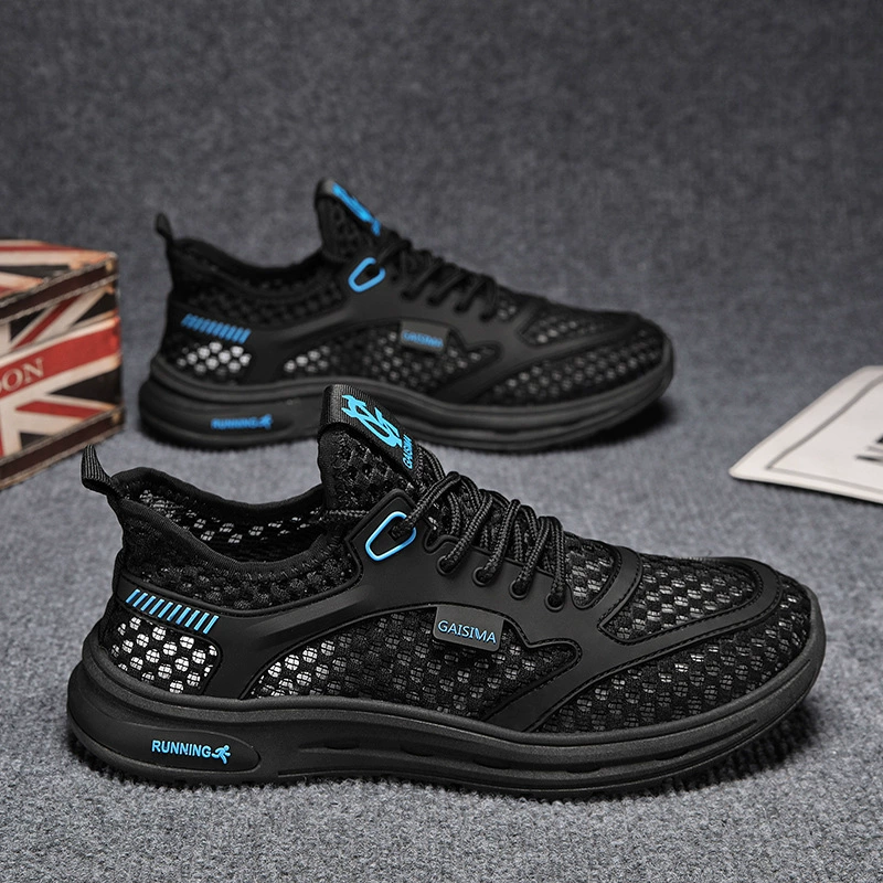 Летние мужские кроссовки 2024: легкие, дышащие, сетчатые, нескользящие, повседневные, модные, с перфорацией