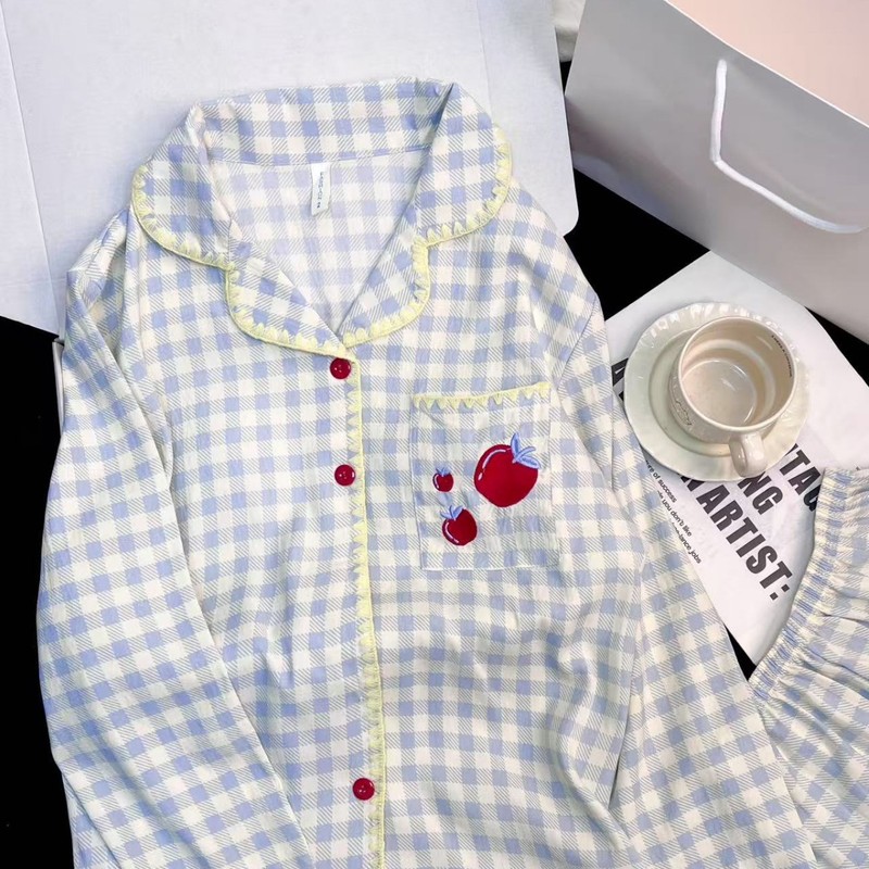 春秋睡衣女款长袖带胸垫居家云朵棉可爱大码女士家居服高级感套装|undefined