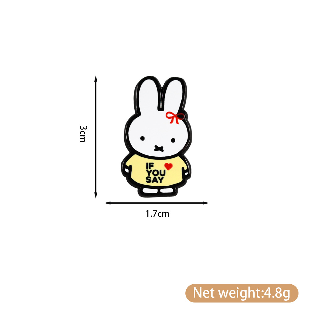 Classic Cartoon Brooch if You Say White Rabbit Badge Love Slogan Enamel Pin Fashion Collar Decoration Gift