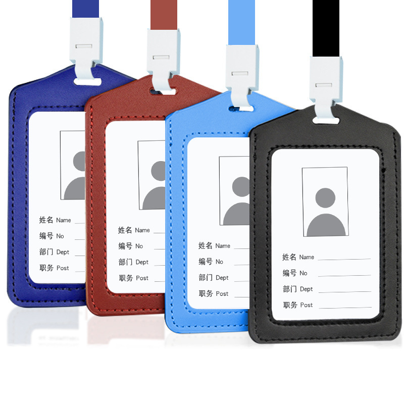 Leather Card Case thickened single-sided transparent leather case badge lanyard employee work permit badge factory card set imitation leather case Leather Card Case thickened single-sided transparent leather case badge lanyard employee work permit badge factory card set imitation leather case