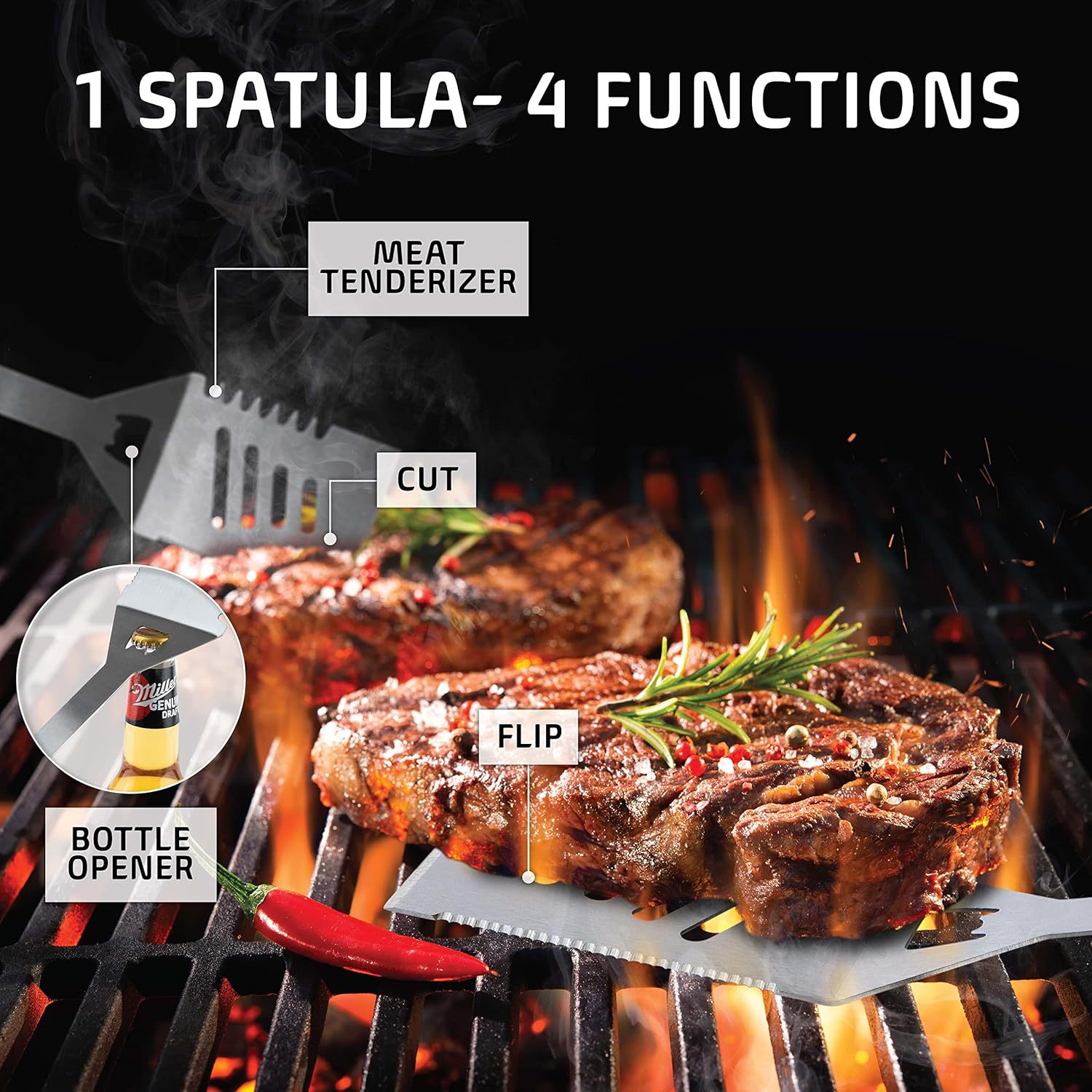 Amazon cross-border hot sale acero inoxidable parrilla BBQ camping al aire libre caja de aluminio mango conjunto de parrilla