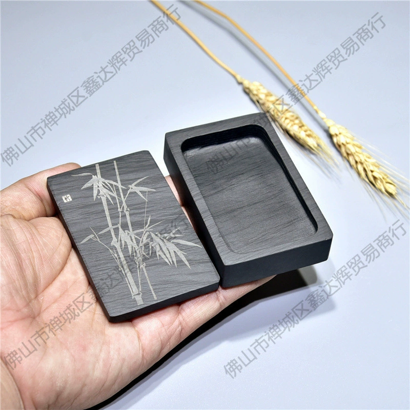 Маленький прямоугольный чернильный камень размером с ладонь с рябью воды, небольшой оригинальный каменный чернильный камень для копирования текста в обычном шрифте, практичный чернильный камень, четыре сокровища учебы, концевой чернильный камень.