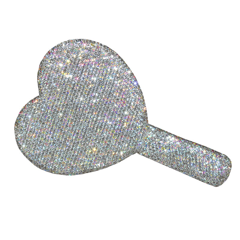 Creativo diamante incrustado mango portátil espejo amor cuadrado maquillaje espejo belleza espejo completo diamante princesa espejo maquillaje espejo