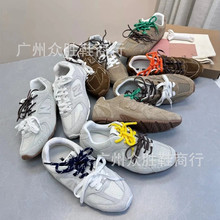 高版联名款阿miu家真皮复古德训鞋女25夏新款百搭休闲透气阿甘鞋