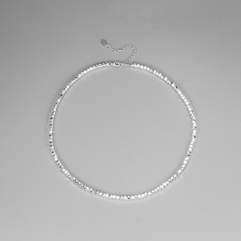 925 Sterling Silver Pendant Material Stone-Free Inlay Material Korea 925 Sterling Silver Octagonal Diamond Square Silver Necklace
