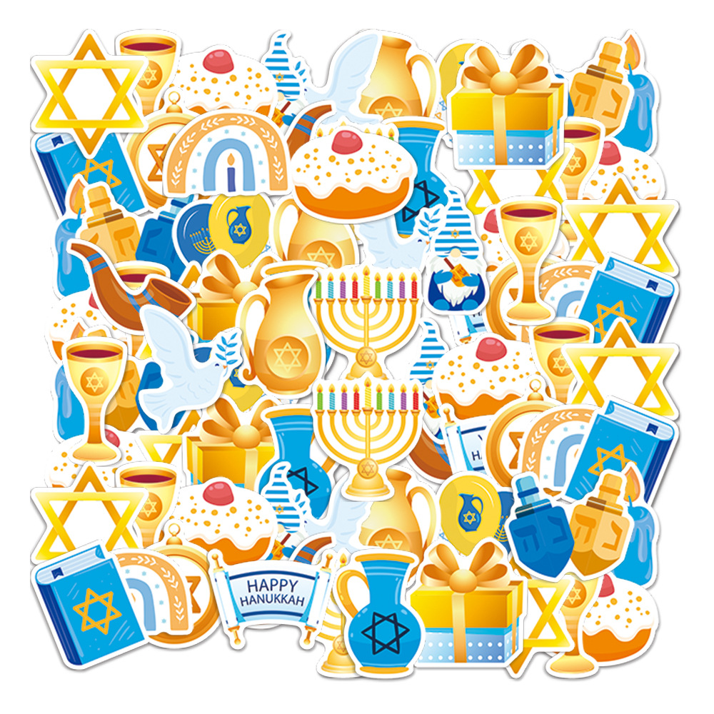 Nuevos productos transfronterizos Hanukkah decoración pegatinas adhesivas etiquetas de decoración de Año Nuevo judío pegatinas