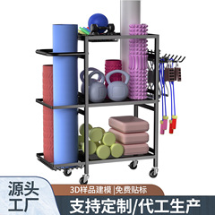 フィットネス機器収納ラック、取り外し可能な家庭用ヨガマット、フォームローラー、ダンベル収納バスケット、スポーツ用品収納ラック