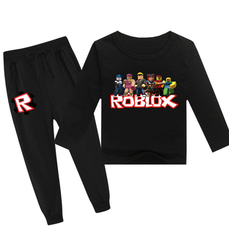 跨境外销一件代发中大童两件套长袖T恤罗布乐思Roblox5567