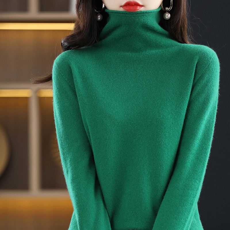 一件代发一线成衣批发零售纯羊毛衣针织打底衫自由堆堆领无缝休闲