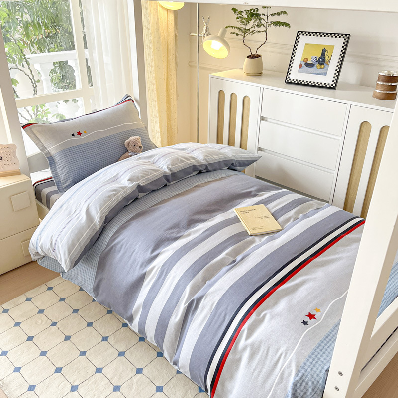 Ropa de cama de tres piezas de algodón para dormitorio de estudiantes universitarios, ropa de cama de algodón, funda de edredón, colchón de seis piezas, bolso de check-in