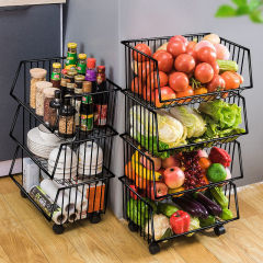 Shelf desk home kitchen vegetable basket fruit storage basket multi-layer storage rack with wheels