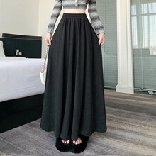 韩系褶皱设计感大摆直筒阔腿裤裙女春季新款高腰百搭休闲糯米长裤