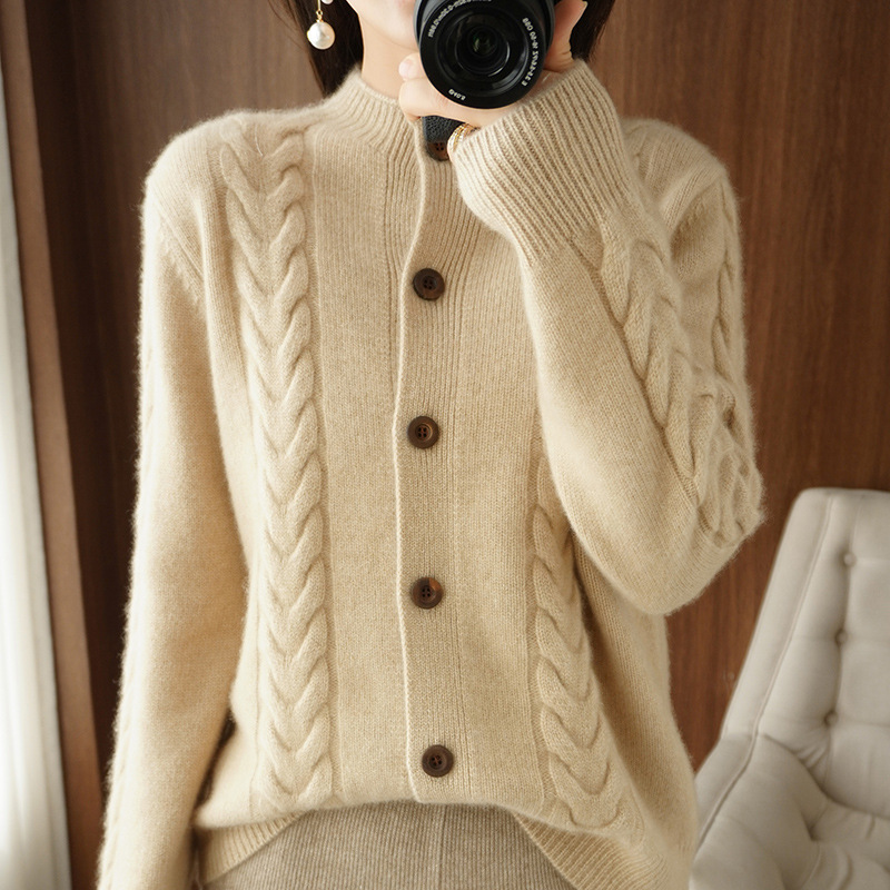 Damenbekleidung Lazy Style Pulloverjacke mit V-Ausschnitt, verdicktes Design, Strickjacke, stylisches Oberteil_voghion.com