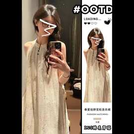 新中式国风挂脖吊带连衣裙子女夏季2026新款清冷禅意小众设计长裙