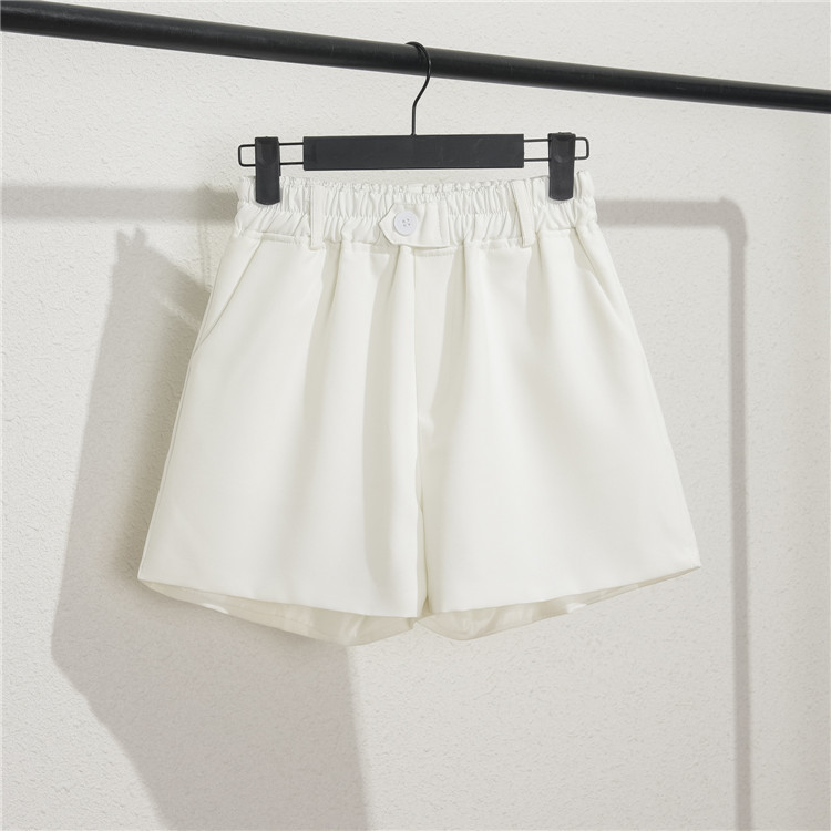 Damen Casual High Waist Loose Fit Graue Shorts Sommer Gerades Bein Bermudashorts mit Knöpfen_voghion.com