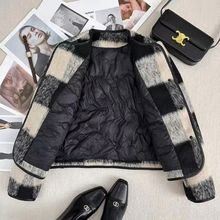 内里充绒加厚短款小香风外套女2025秋冬新款格子毛呢短款上衣