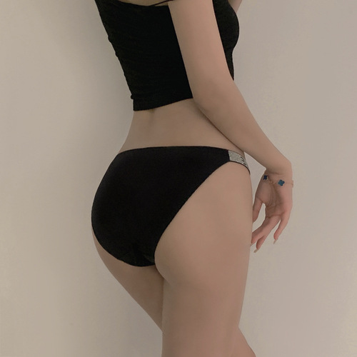 Sparkling and lovable* Sexy Diamond Letter Panties Rhinestone Sports T-Pants High Waist Butt Lift Bikini T-Pants for Women