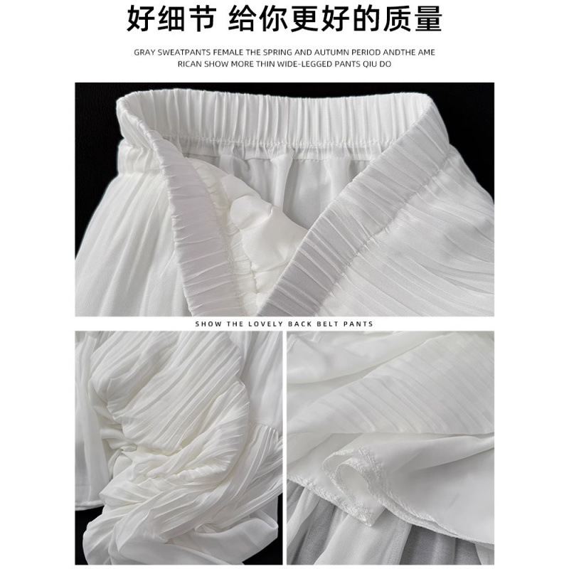 杏色雪纺半身裙女夏季新款高腰a字蓬蓬蛋糕裙设计感压褶仙女长裙|undefined