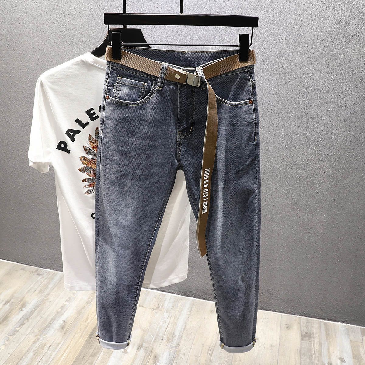 Vaqueros slim hombre gris azul pantalón elegante cómodo tendencia_voghion.com