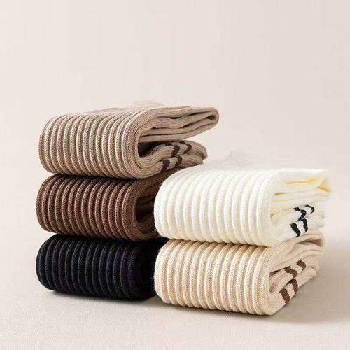 Spring calf-length socks for women, slimming and lengthening tights—Japanese-style JK-inspired summer high-tube socks with pressure stripes.