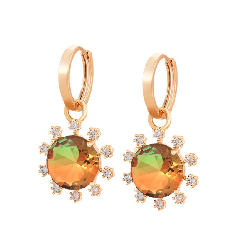 Joyería de Xuling pendientes de girasol de moda europea y americana elegante largo artificial colorido tesoro pendientes en línea celebridad pendientes personalizados para las mujeres