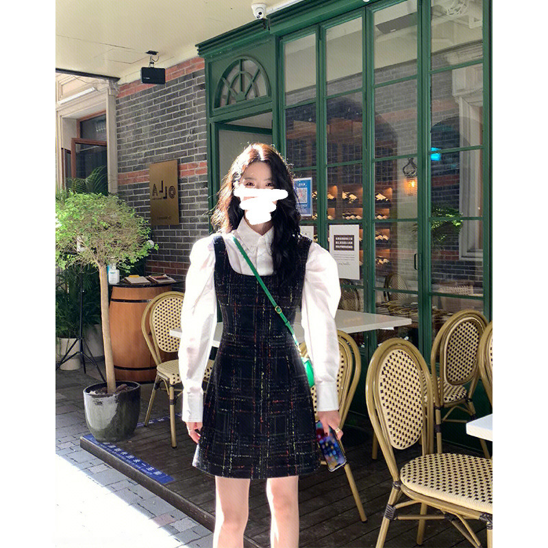 法式小香风套装裙女两件套2025春秋新款感背带裙套装洋气减龄|undefined
