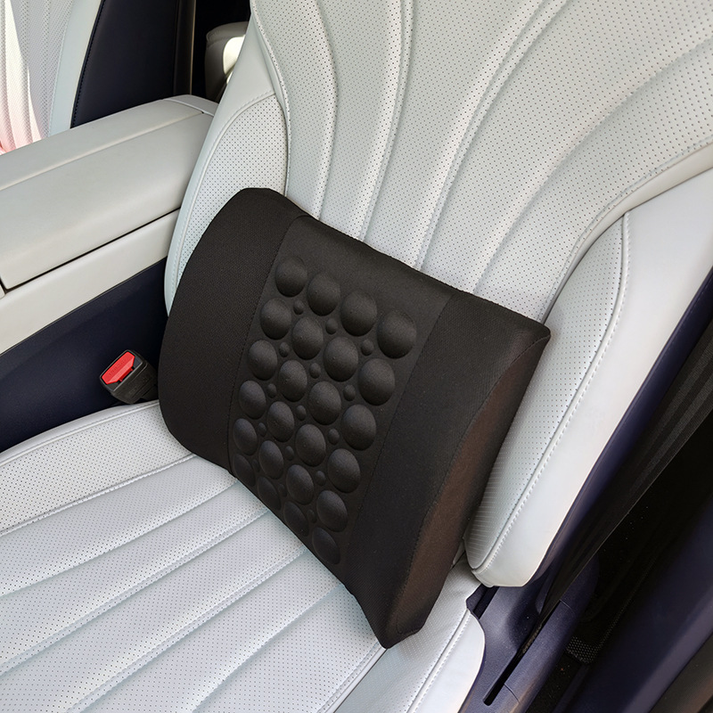 Car Memory Foam Electric Lumbar Support, Dual-Use Vibration Massage Backrest for Home and Car, Microfiber Leather Waist Cushion Backrest Pad