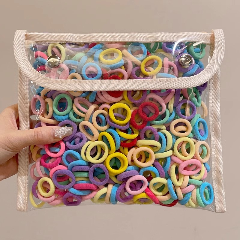 Anillo de cabello para niños de alta elasticidad para chicas de cola de caballo banda de goma trenzada cabello no lesionado cabello de bebé cuerda de cabeza red de cabello rojo cubierta de cuero