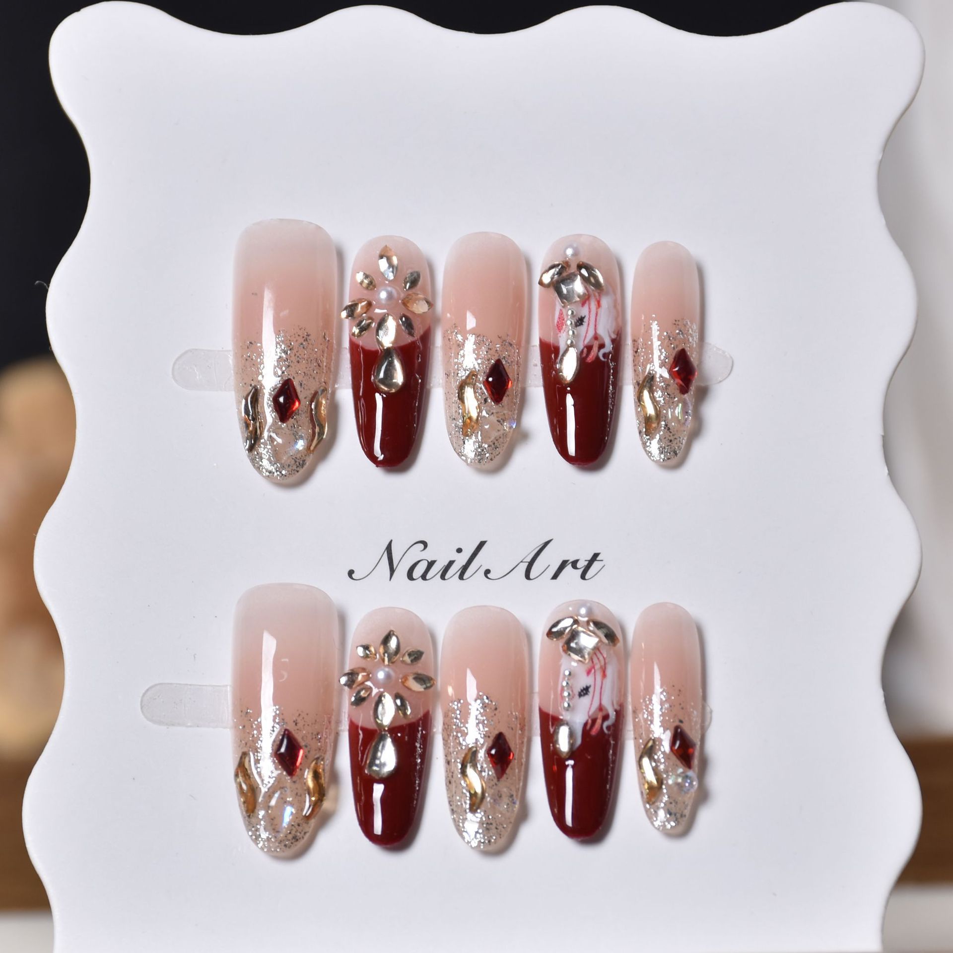 2026 Año Nuevo manicure nuevo año del caballo usar piezas de uñas productos terminados parches de uñas hechos a mano parches de uñas falsas