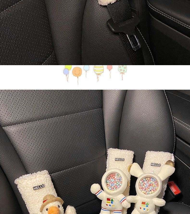 Car seat belt shoulder protective cover personality cute cartoon shooting a pair of goddess cartoon soft lengthened car safety belt