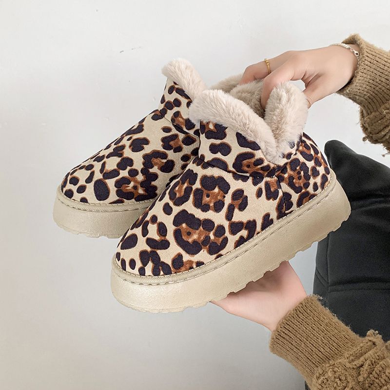 Indoor Warm Home Cotton Slippers for Women 2025 Winter New Soft-Soled Wear-Resistant Colorfulful Leopard Print Cotton Slippers