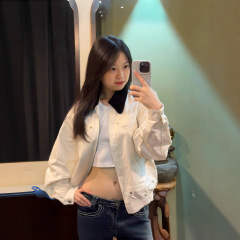 复古工装短款外套女2025秋新款宽松翻领休闲小个子夹克小众上衣潮