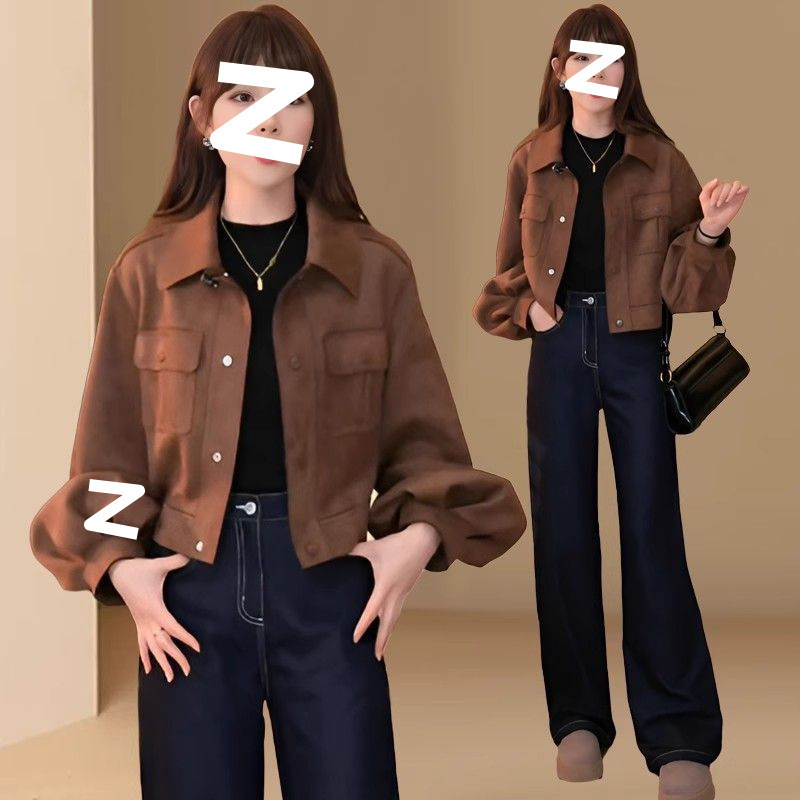 洋气时尚流行春秋新款翻领短外套女韩版宽松休闲显瘦百搭夹克上衣|undefined